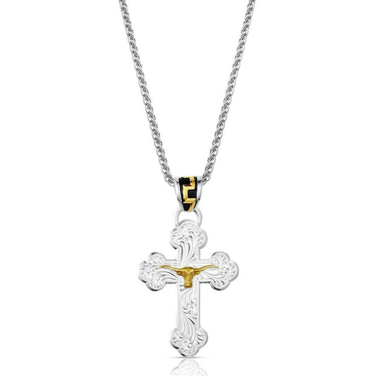 Montana Silversmiths Honor and Grit Men's Cross Necklace