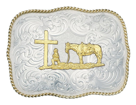 Montana Silversmiths German Silver Praying Cowboy - Acc Buckle  - G868-731