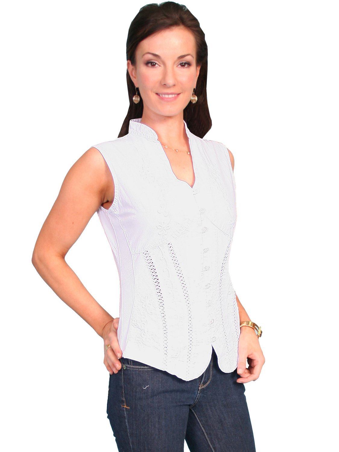 Scully Women's Western Cantina Sleeveless Blouse - White