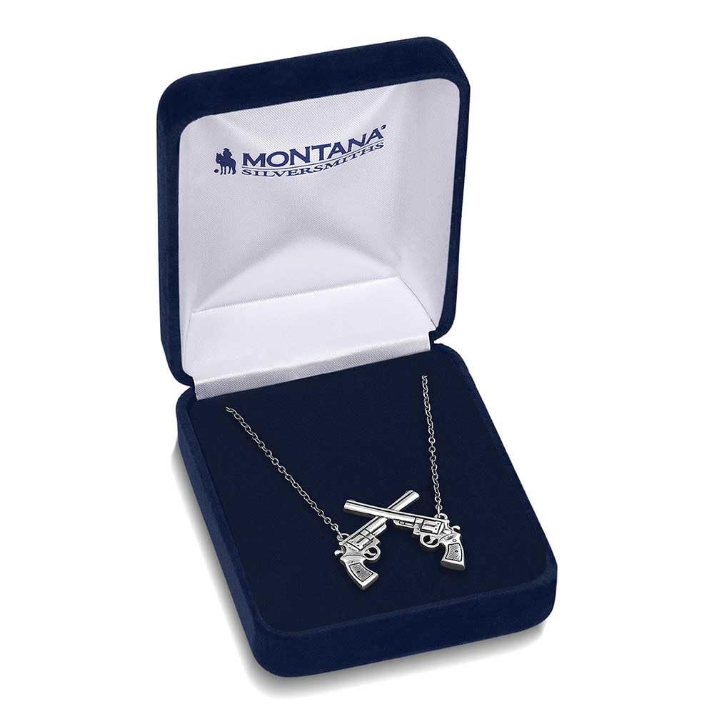 Montana Silversmiths Crossed Pistols Pendant Necklace