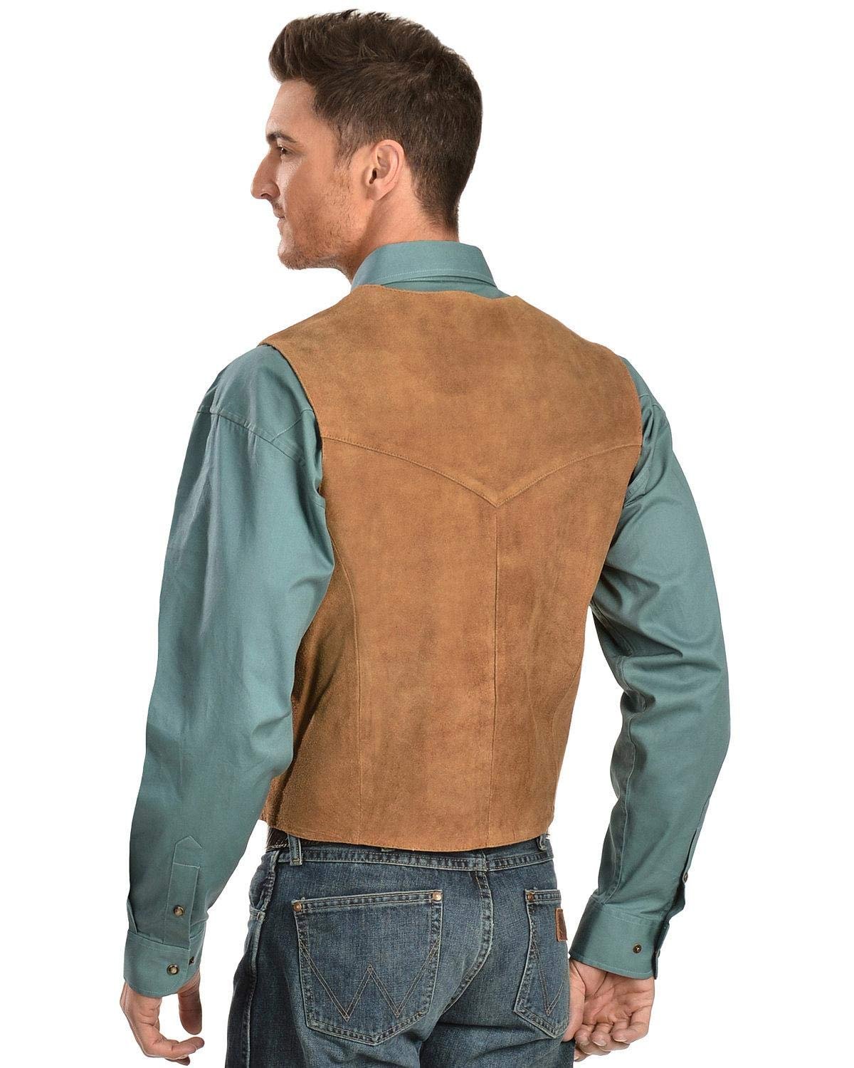 Scully Men's Calf Suede Leather Snap Front Vest - Rust
