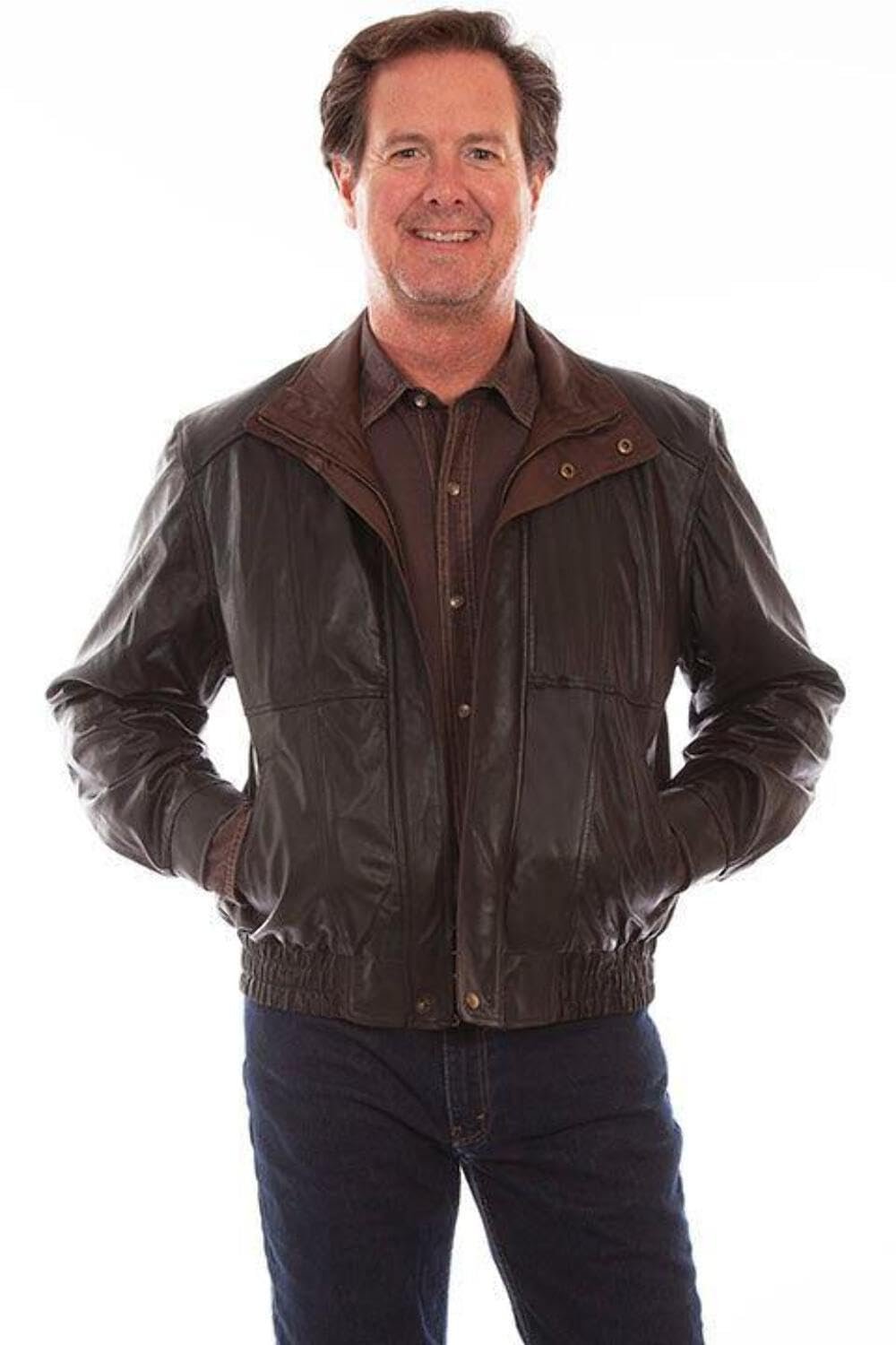 Scully Men's Leather Double Collar Featherlite Jacket - Black