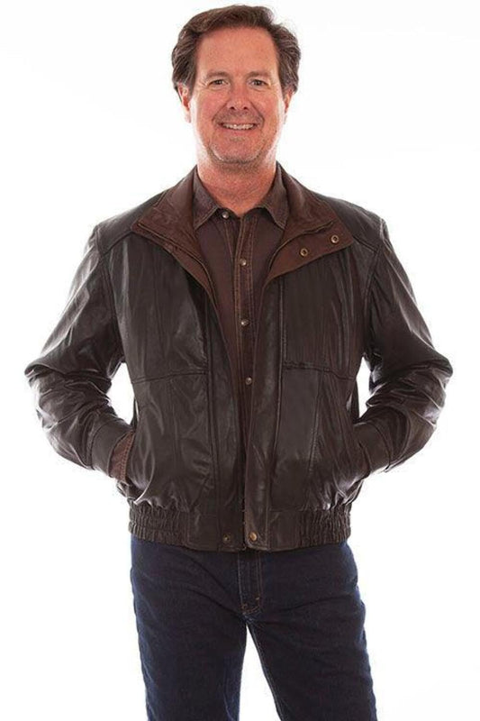 Scully Men's Leather Double Collar Featherlite Jacket - Black