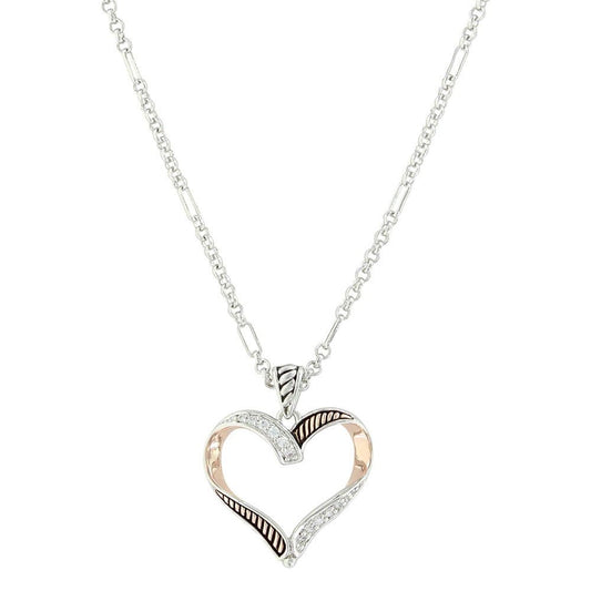 Montana Silversmiths Women's Facets Of Love Rose Gold Heart Necklace Silver One Size