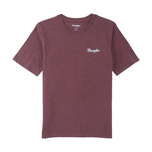 Wrangler Boy's Sable Heather Rodeo Graphic T-Shirt Top Short Sleeve Burgundy New