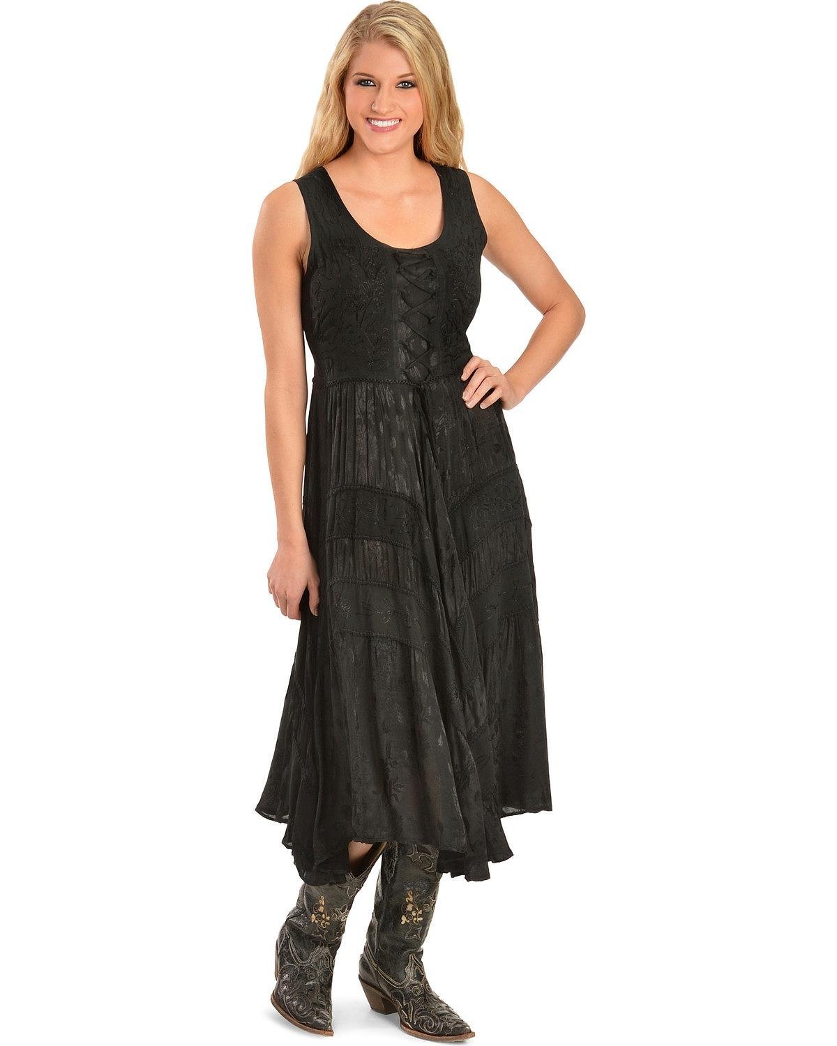 Scully Women's Lace Front Sleeveless Full Length Dress - Black