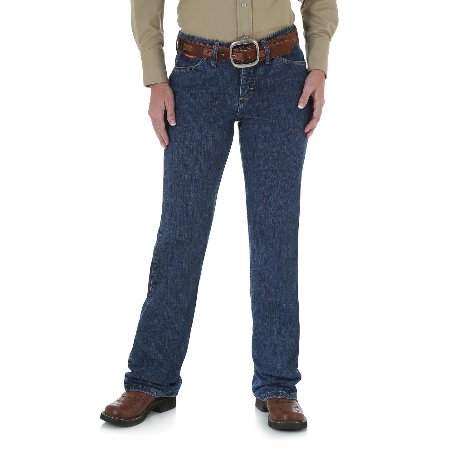 Wrangler Riggs Workwear womens Fr Western Mid Rise Boot Cut jeans, Blue Stone, 7W x 34L US