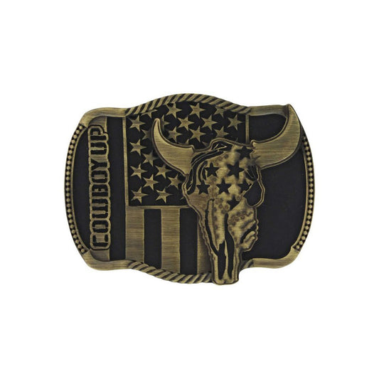 Montana Silversmiths Cowboy Up Collection Western Attitude Belt Buckle (Strength in Heritage - Brass Finish)