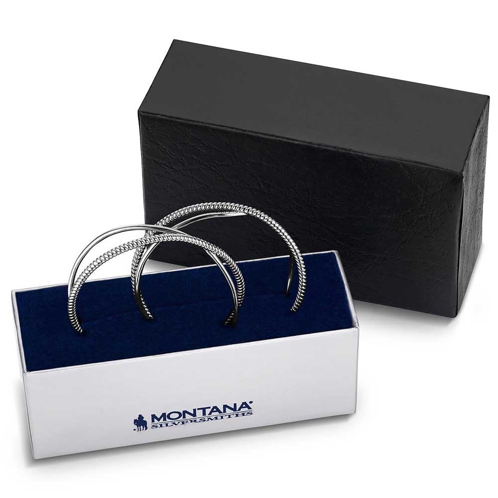 Montana Silversmiths Rope and Radiance Hoop Earrings