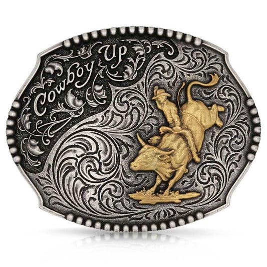 Montana Silversmiths Cowboy Up Bull Rider Belt Buckle