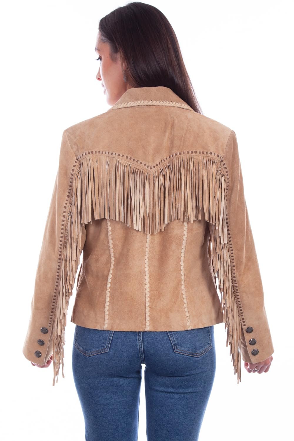 Scully Women's Suede Fringe Leather Snap Jacket - Old Rust