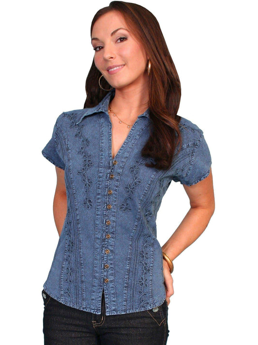 Scully Women's Cantina Celia Cap Sleeve Peruvian Cotton Blouse - Dark Blue
