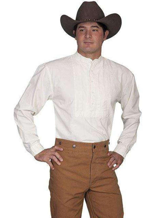 Scully Rangewear Men's Classic Pleated Bib Inset Frontier Shirt - Ivory