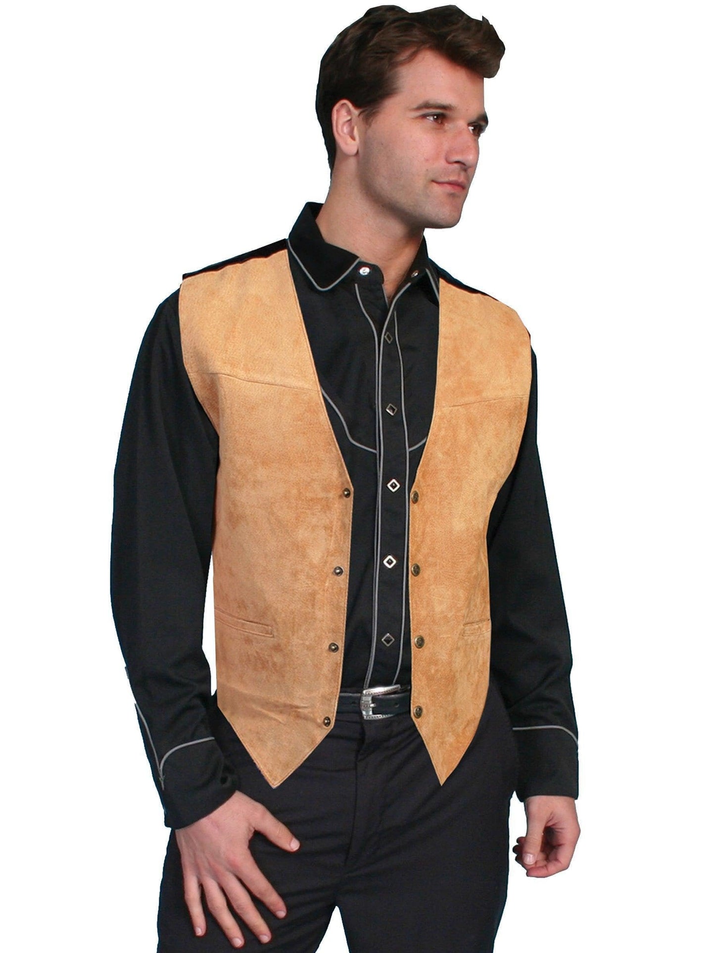 Scully Men's Suede Leather Western Vest - Bourbon