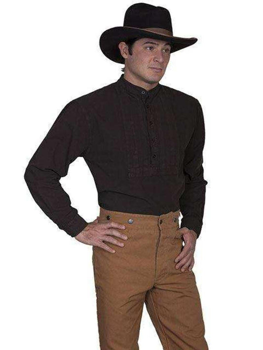 Scully Rangewear Men's Classic Pleated Bib Inset Frontier Shirt - Brown