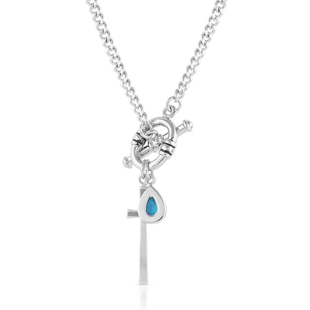 Montana Silversmiths Western Lifestyle Women's Cross Necklace (Charms of Faith Turquoise), 18'', (NC5596)