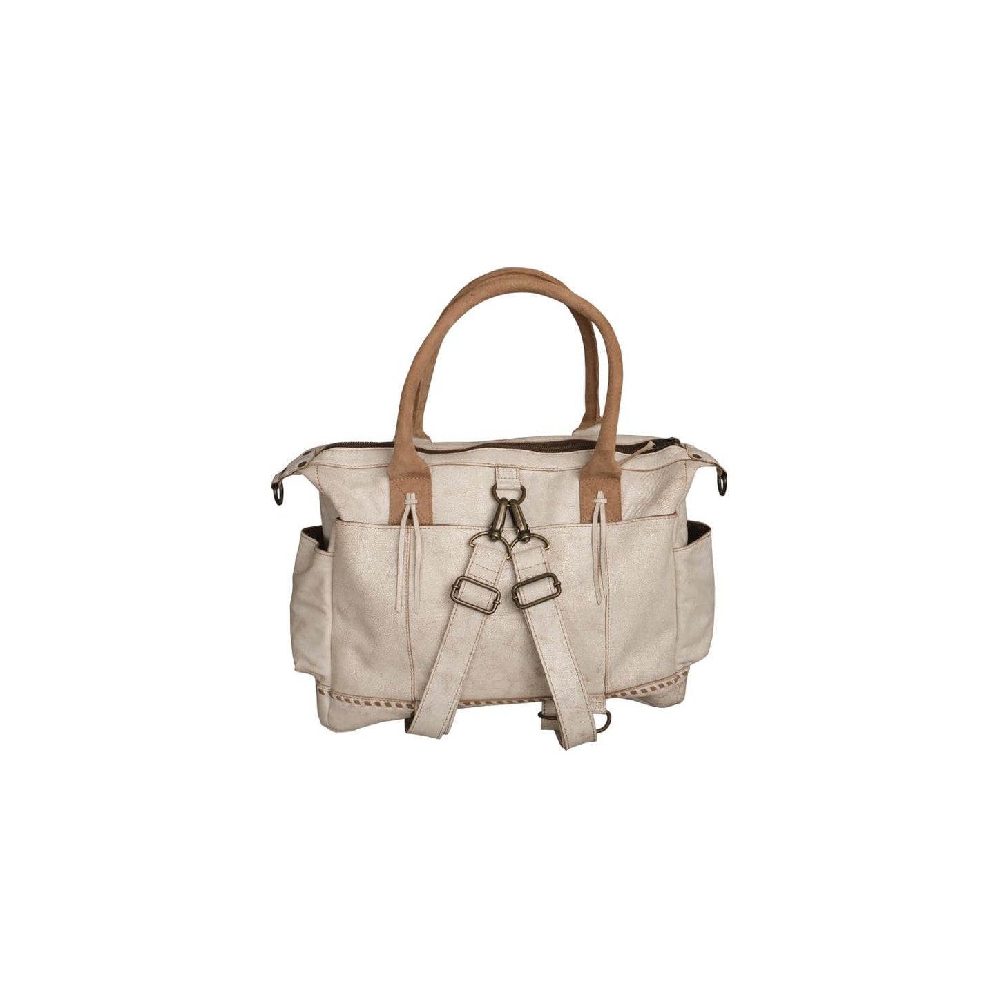 STS Ranchwear Womens Cremello Amelia White/Tan Leather Tote Bag