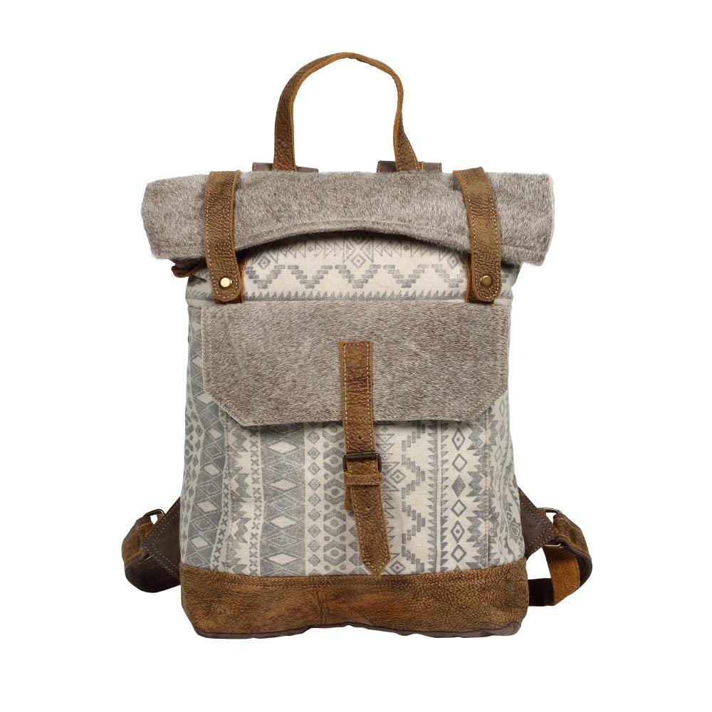 Myra Bag Classy Backpack Bag in Ivory and Brown