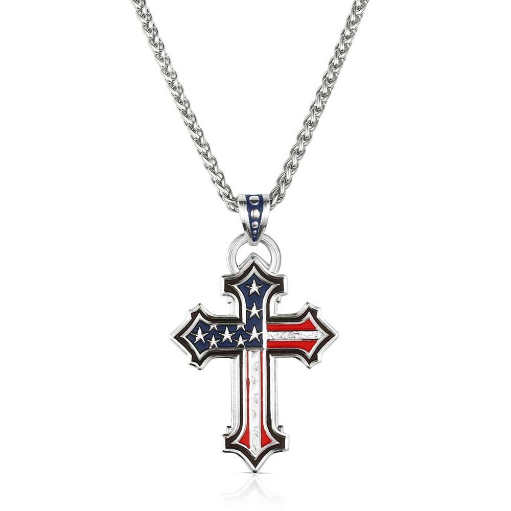 Montana Silversmiths God & Country Men's Cross Necklace
