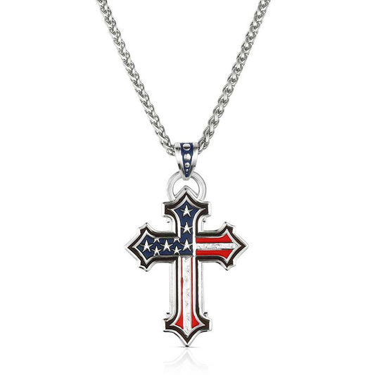 Montana Silversmiths God & Country Men's Cross Necklace
