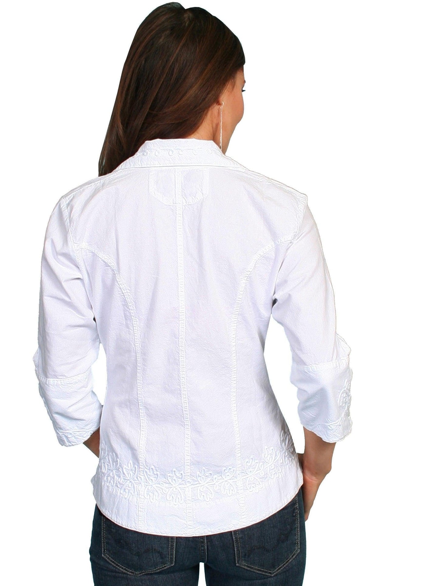 Scully Women's 3/4 Length Sleeve Peruvian Cotton Blouse - White