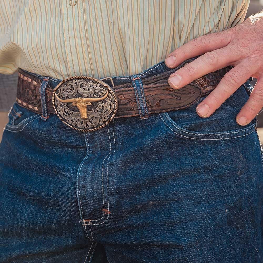 Montana Silversmiths Two-tone Longhorn Belt Buckle