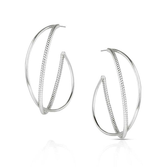 Montana Silversmiths Rope and Radiance Hoop Earrings