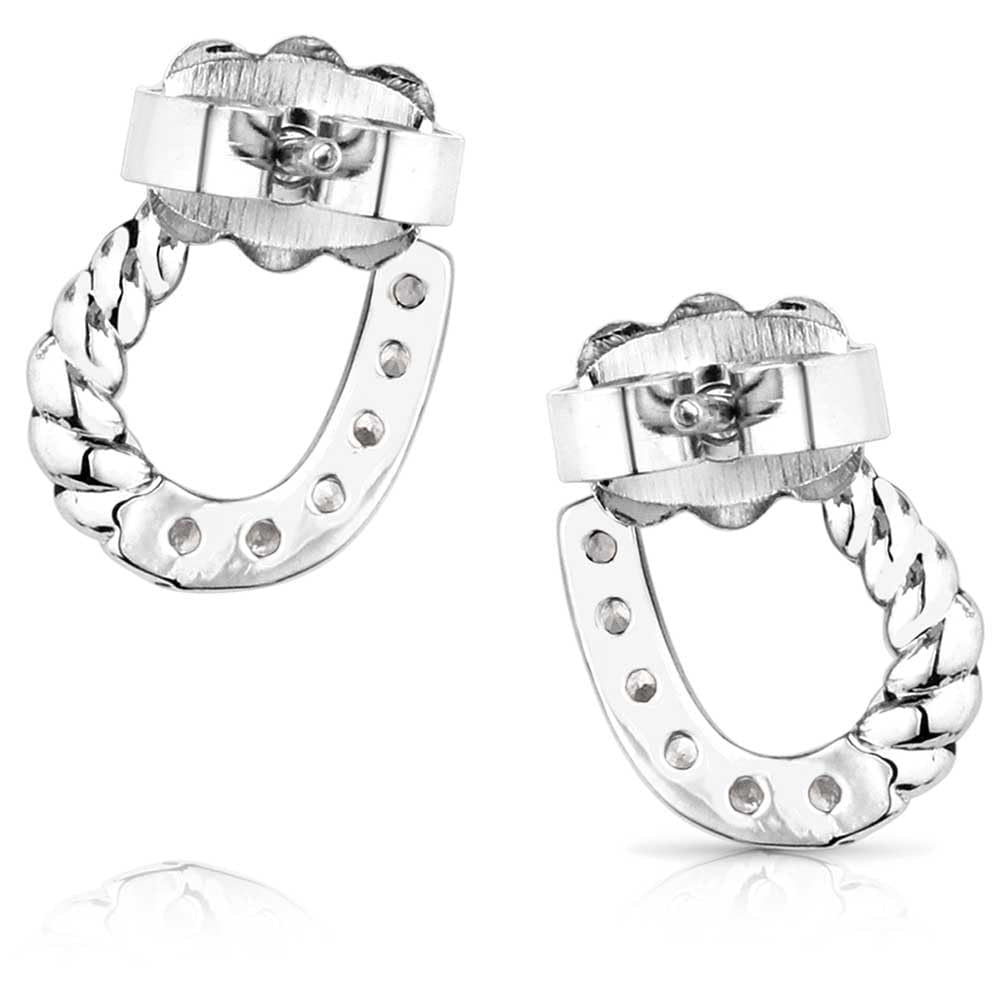 Montana Silversmiths Frosted Luck Crystal Horseshoe Earrings