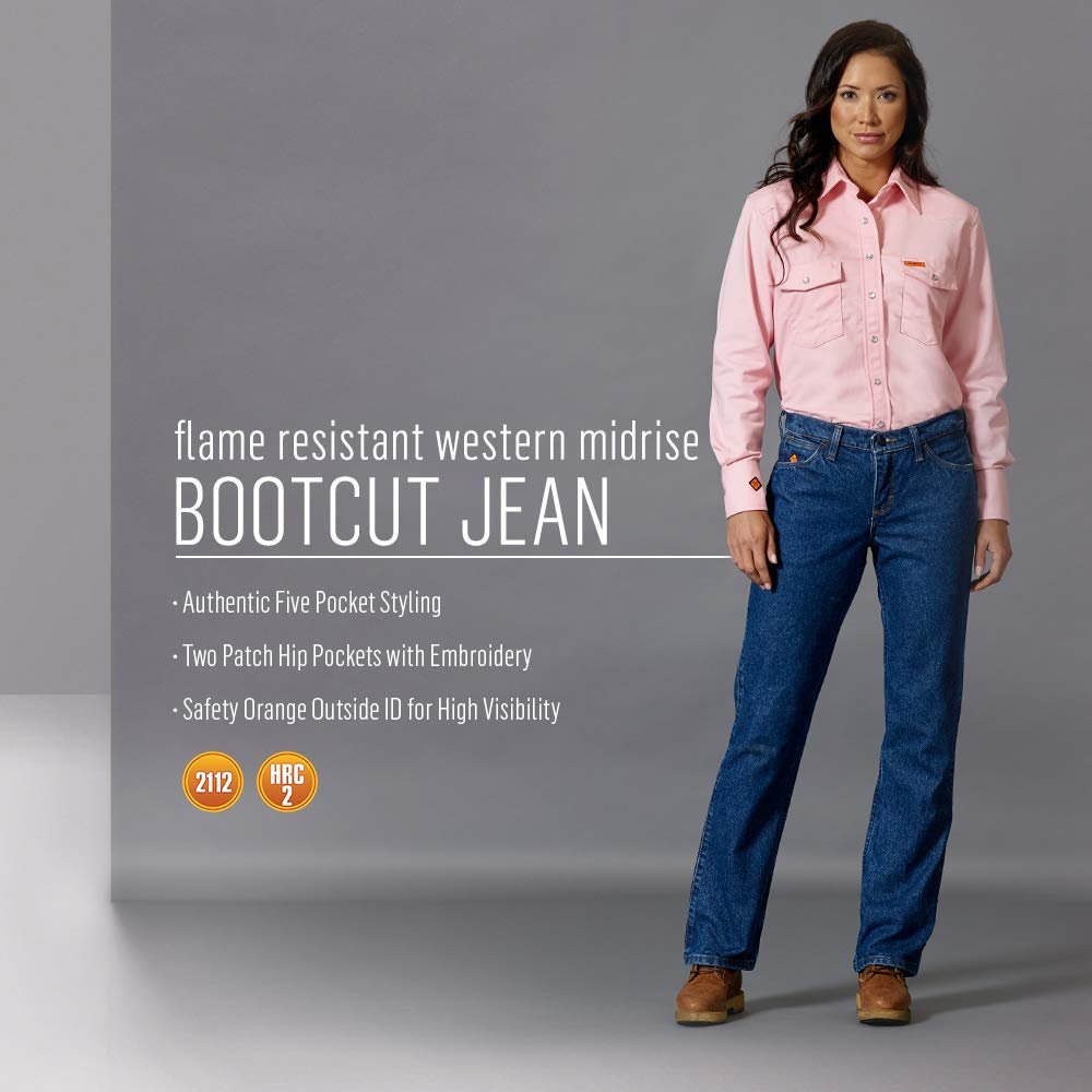 Wrangler Riggs Workwear womens Fr Western Mid Rise Boot Cut jeans, Blue Stone, 7W x 34L US