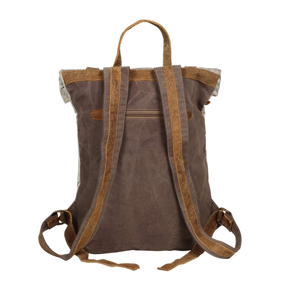 Myra Bag Classy Backpack Bag in Ivory and Brown