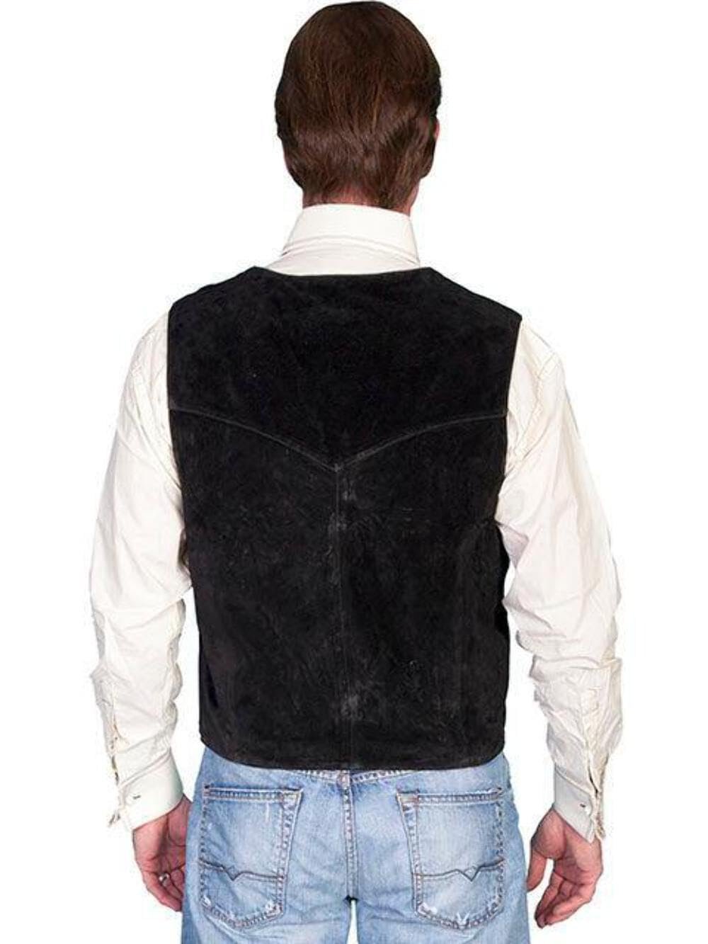 Scully Men's Calf Suede Leather Snap Front Vest - Black