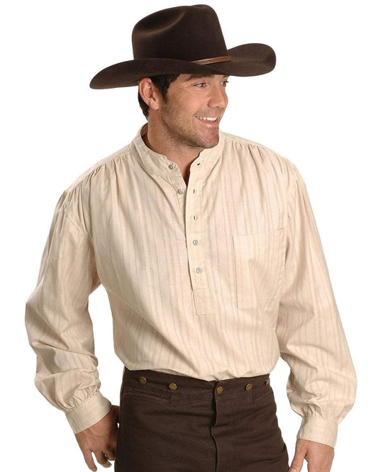 Scully Rangewear Men's Tonal Dobby Stripe Shirt - Natural