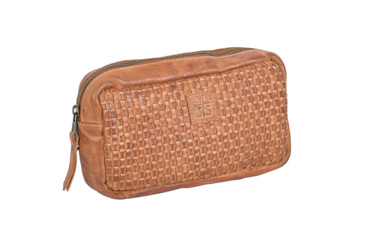 StS Ranchwear Western Cosmetic Bag Womens Zipper Woven Tan STS32307