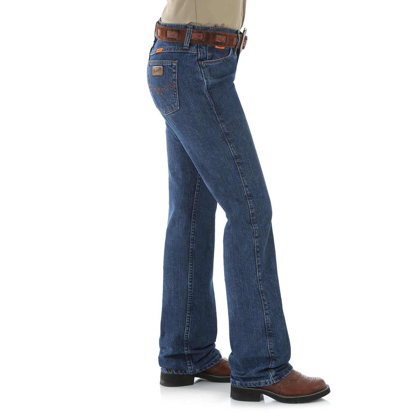 Wrangler Riggs Workwear womens Fr Western Mid Rise Boot Cut jeans, Blue Stone, 7W x 34L US