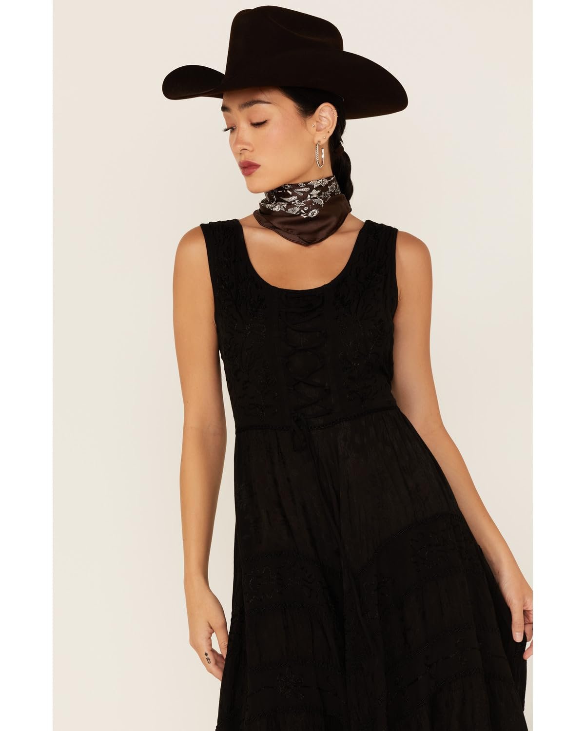 Scully Women's Lace Front Sleeveless Full Length Dress - Black