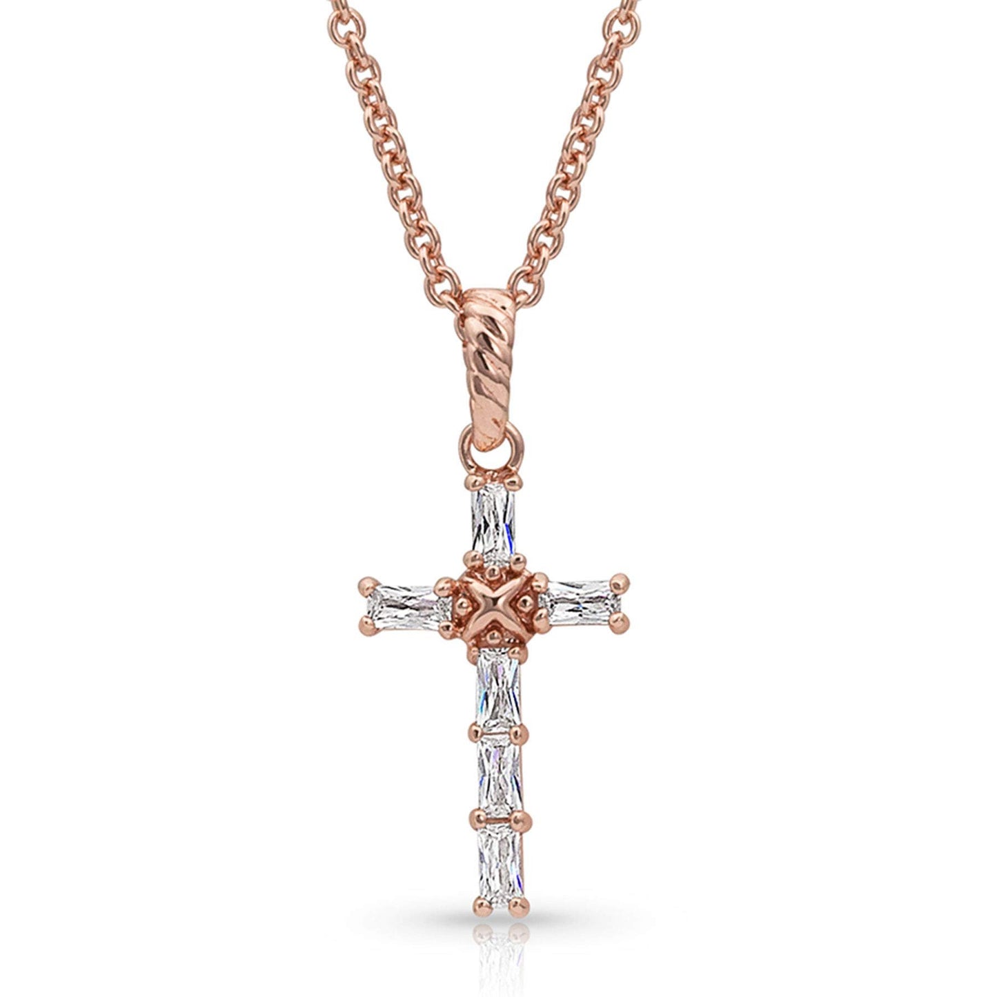 Montana Silversmiths Western Lifestyle Women's Cross Necklace (Entwined Rose Gold Brilliant Cross)