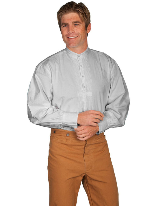 Scully Men's Wahmaker Pleated Front Puffed Sleeve Shirt - Light Grey