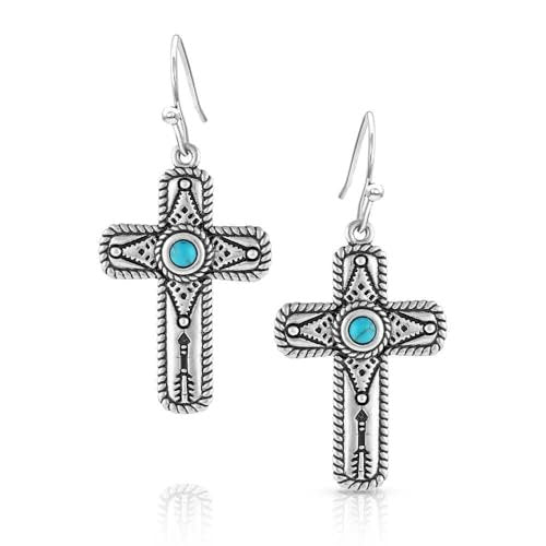 Montana Silversmiths Western Lifestyle Cross Earrings (Faith on Point Turquoise Cross)