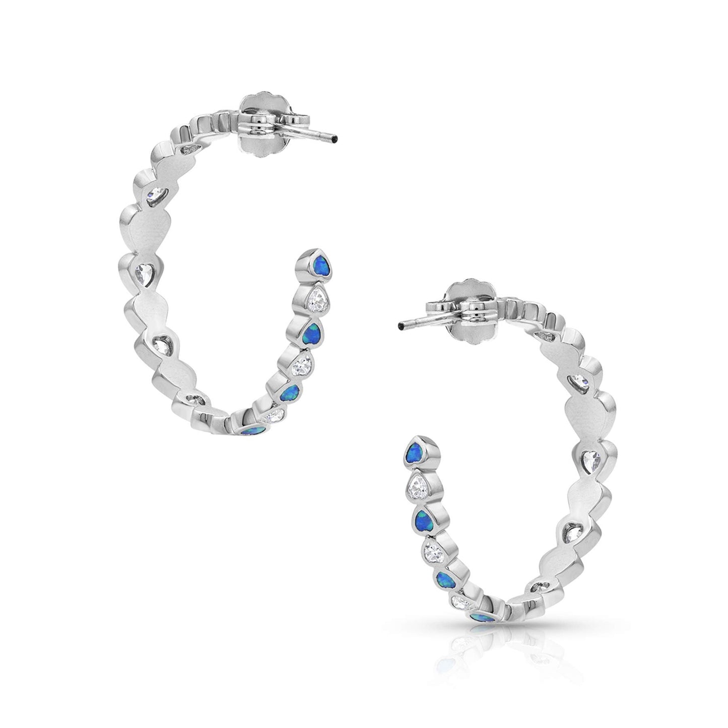 Montana Silversmiths Women's River Of Lights Hearts Hoop Earrings Silver One Size