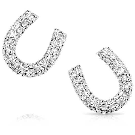 Montana Silversmiths Frosted Luck Crystal Horseshoe Earrings