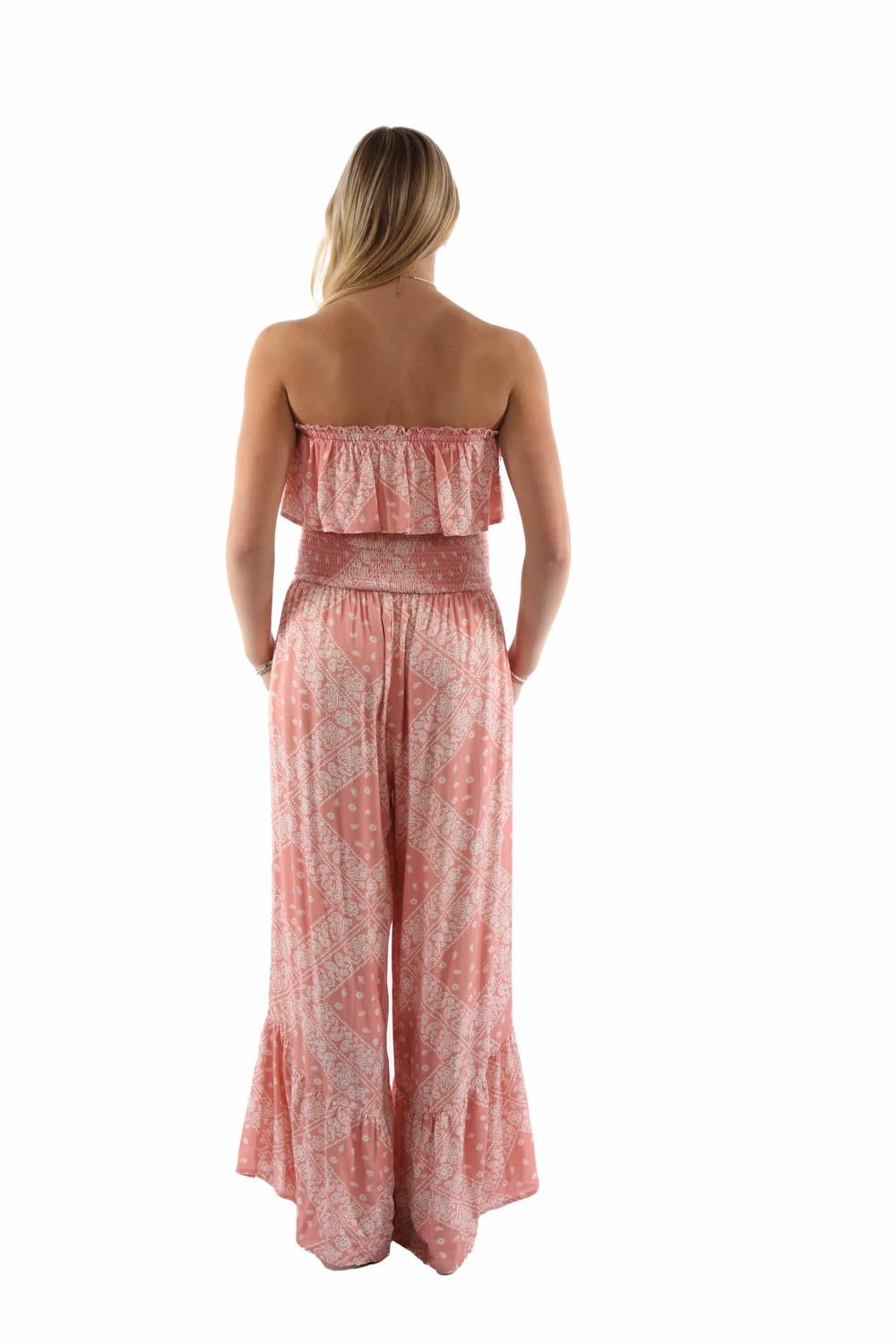 Scully Women's Banadana Print Ruffle Jumpsuit - Dusty Pink