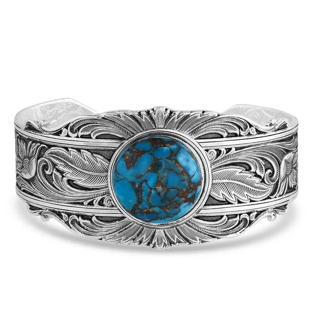 Montana Silversmiths Women's Sheridan Blue Turquoise Cuff Silver One Size