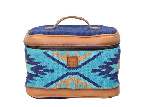 StS Ranchwear Western Cosmetic Bag Womens Leather Blue STS32928