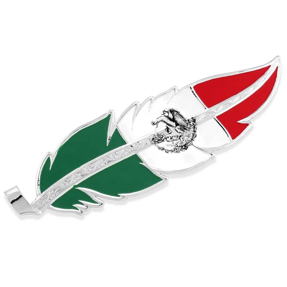 Montana Silversmiths Men's Mexico Flag Hat Feather  Silver