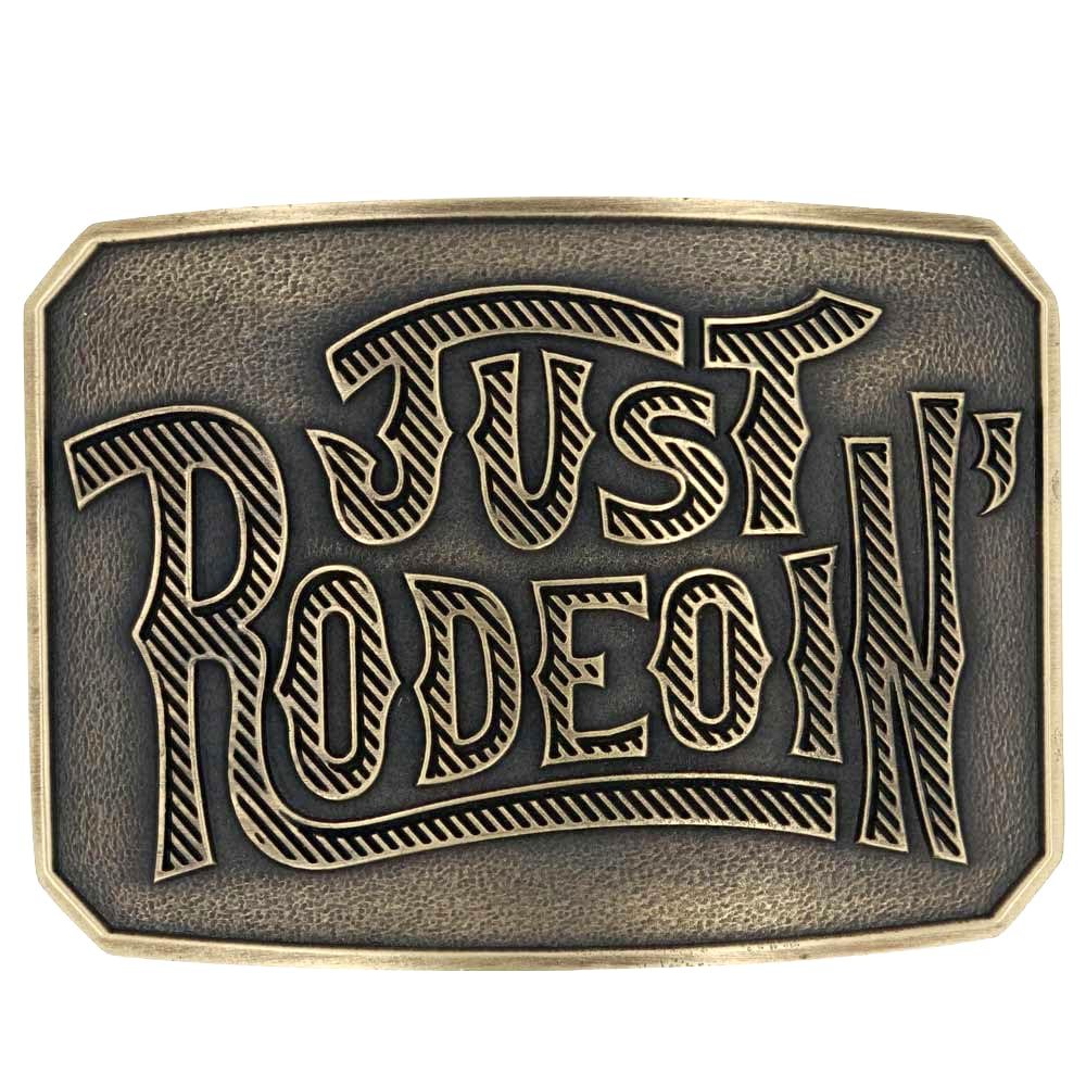 Montana Silversmiths Unisex Dale Brisby Just Rodeoin' Attitude Belt Buckle Brass One Size