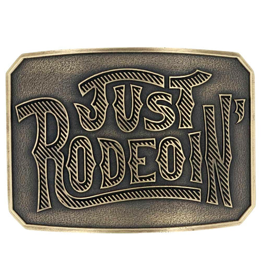 Montana Silversmiths Unisex Dale Brisby Just Rodeoin' Attitude Belt Buckle Brass One Size