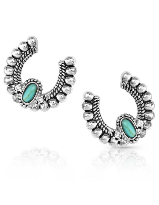 Montana Silversmiths Western Lifestyle Horseshoe Earrings (Lucky Roads Turquoise)