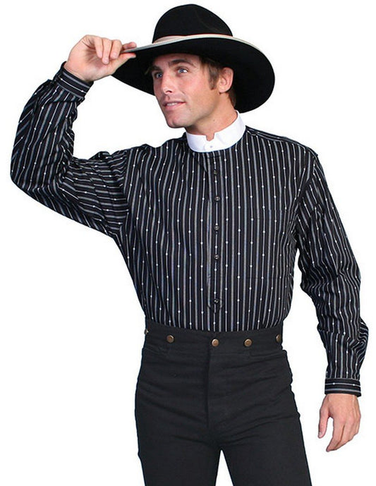 Scully Rangewear Men's Pinkerton Stripe Shirt - Black