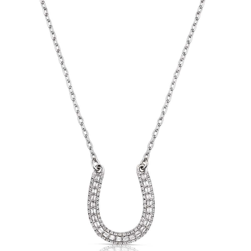 Montana Silversmiths Frosted Luck Crystal Horseshoe Necklace