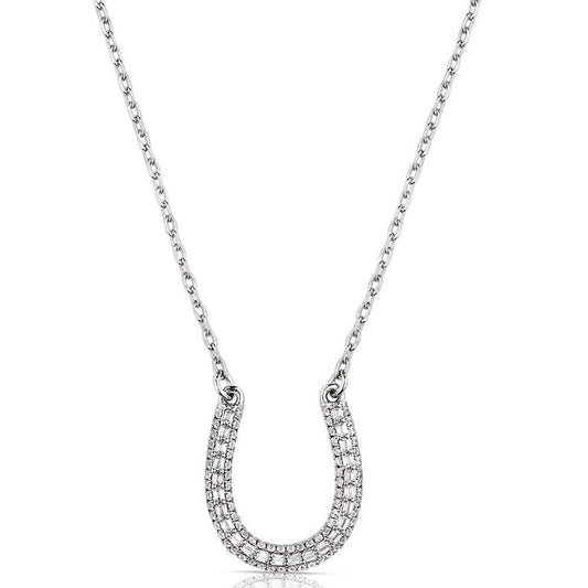 Montana Silversmiths Frosted Luck Crystal Horseshoe Necklace
